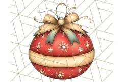 Vintage Christmas Ornaments and Presents PNG Holiday Clipart Product Image 4