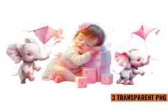 Watercolor Pink Baby Shower Clipart , PNG Product Image 1