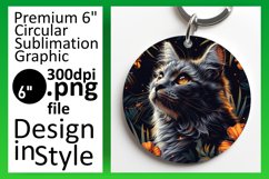 Kitty Joy Sublimation Circle Design Keychain Product Image 1