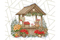 Cozy Christmas Market Stall Clipart PNG, Holiday Art Png Product Image 4