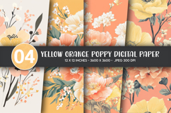 Yellow Orange Poppy Digital Paper Product Image 1