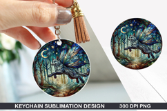 Halloween Wolf Keychain Sublimation -Halloween Keychain PNG Product Image 1
