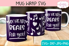 Valentines day Mug Wrap SVG for infusible ink, music lover Product Image 2