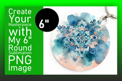 Cute Circle PNG Car Coaster Design , Watercolor Patter Product Image 1