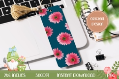 Pink Flowers Bookmark Print, Pink Daisy Bookmark Design Product Image 1