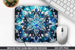 Snowflakes Mouse Pad Sublimation, Christmas Mouse Pad PNG Product Image 1
