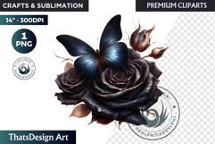 Dark Academia PNG, Gothic Butterfly Clipart Moody ephemera Product Image 1