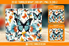3D Cute Butterfly Tumbler Wrap Designs, Sublimation Wrap Product Image 1