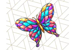 Stained Glass Hearts and Butterflies Clipart PNG Product Image 4