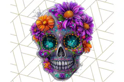 Bright Sugar Skull PNG Clipart, Halloween Colorful Skull Png Product Image 4