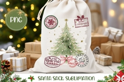 Cartoon Christmas Tree Santa Sack Sublimation Design Product Image 1
