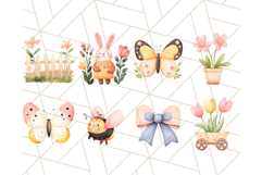 Pastel Watercolor Spring Clipart Bundle, Birds, Flowers Png Product Image 2