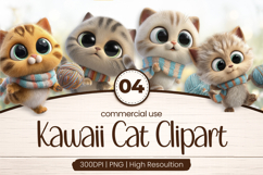 Cozy Scarf Cats Clipart Sublimation PNG Product Image 1