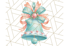 Coral and Aqua Christmas Clipart PNG, Pastel Holiday Art Product Image 4
