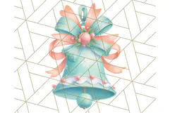 Coral and Aqua Christmas Clipart PNG, Pastel Holiday Art Product Image 4