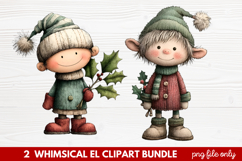 Whimsical Elf Clipart | Cute Christmas Elf PNG Illustration Product Image 1