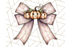 Muted Halloween Bow Clipart, Fall Ribbon PNG Autumn Hair Bow Product Image 4