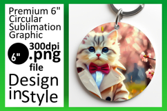 Dynamic Keychain Circle Design Artwork , Cute Cat Product Image 1