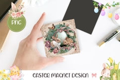 Vintage Easter Bunny Magnet, Easter Bunny Square Coaster Product Image 1