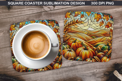Pumpkin Coaster Sublimation, Halloween Coaster PNG Design Product Image 1