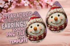 Bright Teardrop Earrings Sublimation Art , Snowman Product Image 1