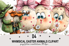 Whimsical Easter Animals Clipart Watercolor Easter Bunny PNG Product Image 1