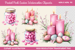 Pastel Pink Easter Watercolor Clipart PNG Product Image 1
