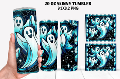 Ghost Skinny Tumbler 20oz Wrap Design, Halloween Tumbler PNG Product Image 1