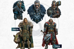 Viking Aesir &amp; Vanir Norse Gods Illustrations PNG Cliparts Product Image 8