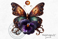 Autumn Jewels Butterfly Clipart Bundle: Moody Floral PNGs Product Image 10