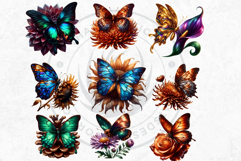 Autumn Jewels Butterfly Clipart Bundle: Moody Floral PNGs Product Image 7