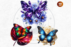 Autumn Jewels Butterfly Clipart Bundle: Moody Floral PNGs Product Image 8