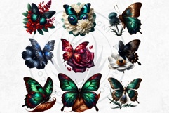 Autumn Jewels Butterfly Clipart Bundle: Moody Floral PNGs Product Image 9