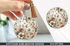 Flower Keychain Sublimation - Autumn Keychain PNG Design Product Image 1
