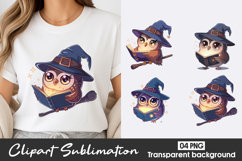 Cute Witch Owl Clipart PNG Product Image 1