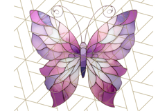 Stained Glass Butterfly PNG Colorful Clipart for Sublimation Product Image 4