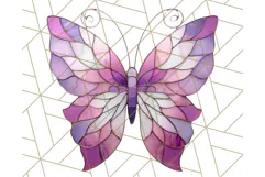 Stained Glass Butterfly PNG Colorful Clipart for Sublimation Product Image 4