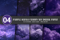 Purple Nebula Starry Sky Digital Paper Product Image 1