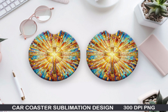 Car coaster sublimation, Easter Coaster PNG Design Product Image 1