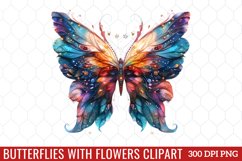 Butterflies With Flowers Clipart Product Image 1