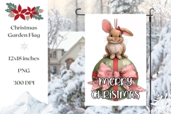 Cartoon Christmas Rabbit Garden Flag, Cute Garden Flag Product Image 1