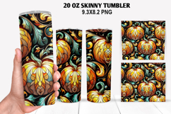 Pumpkin Skinny Tumbler 20oz Wrap Design, Halloween Tumbler Product Image 1