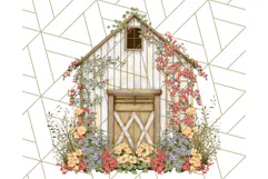 Vintage Cottagecore Barn PNG Clipart, Farmhouse Style Product Image 4