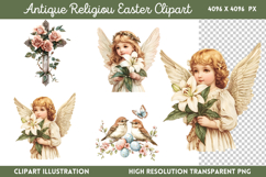 Antique Religiou Easter Clipart PNG Product Image 1