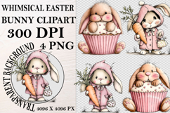 Whimsical Bunny Easter Clipart, Watercolor Easter Bunny PNG Product Image 1