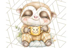Warm & Fuzzy Mornings PNG Clipart, Cozy Animal Art Download Product Image 4