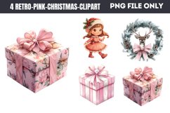 Retro Pink Christmas Sublimation Clipart PNG Product Image 1