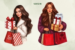 New Year Girls Clipart, Holiday Fashion Girl PNG Product Image 2