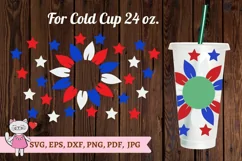 Sunflower American Flag SVG, Cold Cup 24 svg Product Image 1