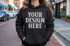 Black Gildan 18500 Hoodie Sweatshirt Mockup, 185 mock up Product Image 1